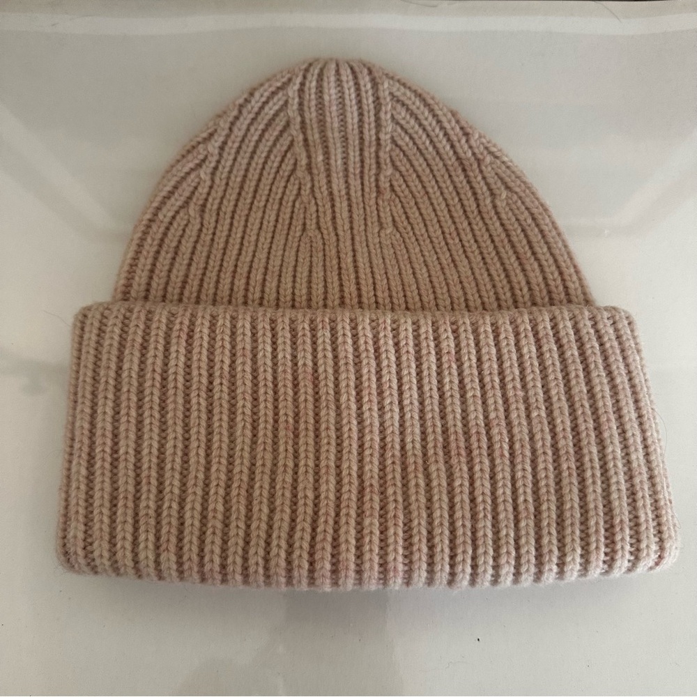 NWOT Anthropologie knit hat wool blend dusty pink warm winter beanie chunky